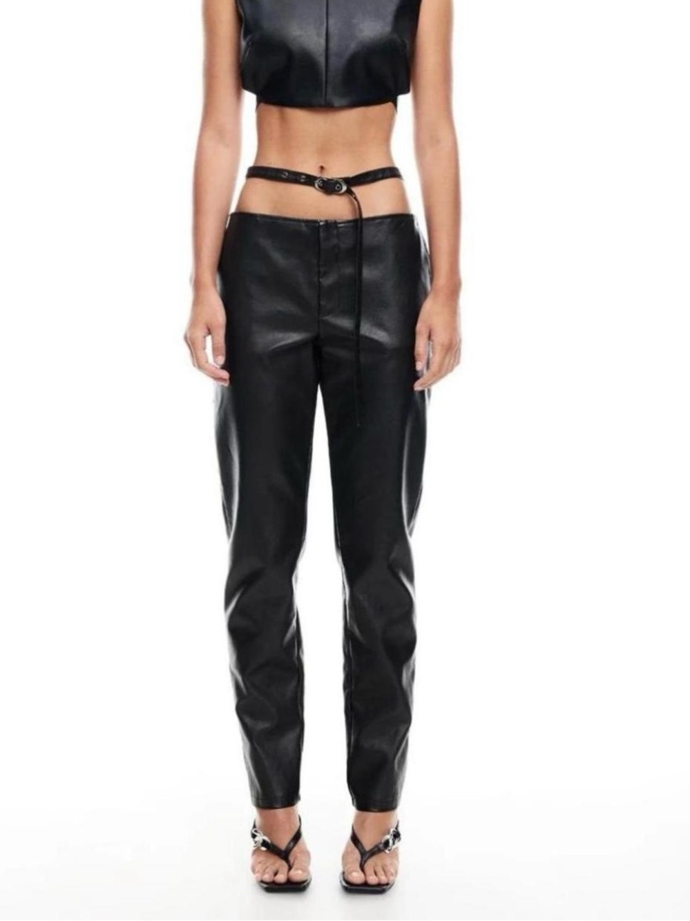 Lioness Black Faux Leather High-Waist Pants